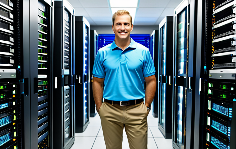 **
"A professional network administrator, fully clothed in a modest polo shirt and khakis, working at a brightly lit server room, surrounded by blinking lights and server racks, safe for work, appropriate content, perfect anatomy, natural proportions, professional, family-friendly, high-resolution."
**