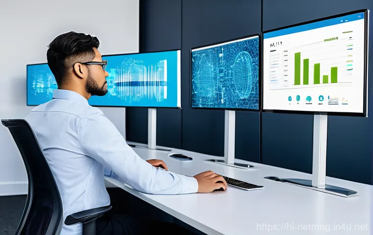 네트워크 관리자를 위한 면접 질문 - **Prompt:** A professional network administrator, of diverse ethnicity and gender, is seated in a mo...