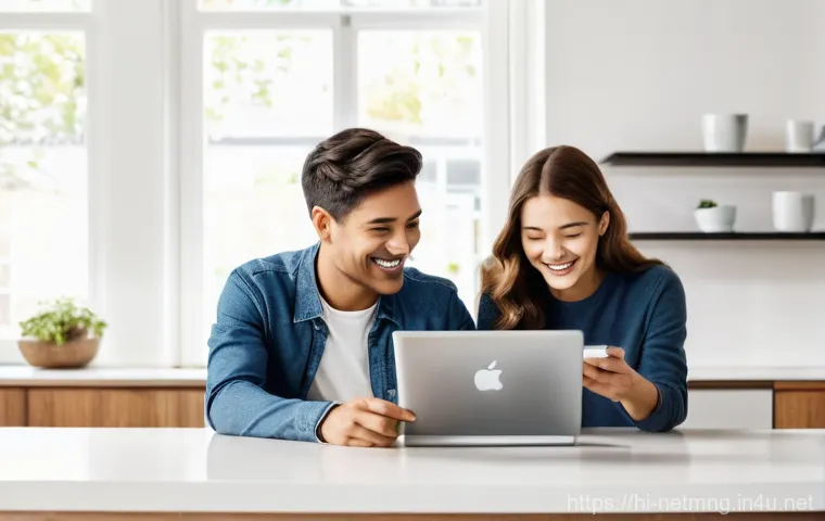 라우터와 스위치 설정 팁 - **Prompt:** A diverse family of three (two adults and one teenager) in a bright, modern living room....