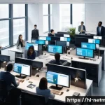 기업 내 네트워크 정책 수립 방법 - Here are three detailed image generation prompts in English, designed to be safe and suitable for a ...