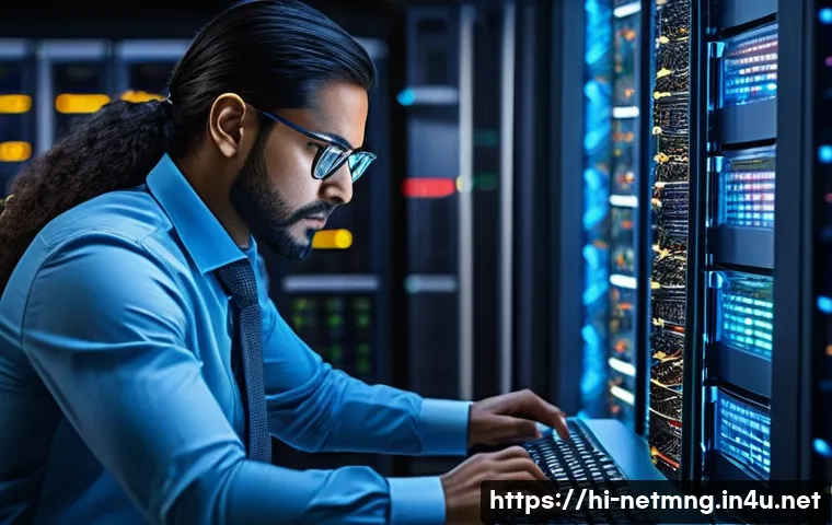 네트워크 관리자의 해외 취업 사례 - **Prompt:** "A diverse group of professional network administrators, including men and women of Indi...